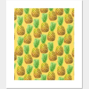 Pineapple watercolor pattern Posters and Art